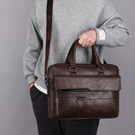 Läderportfölj herr – axelremsväska för laptop & kontor