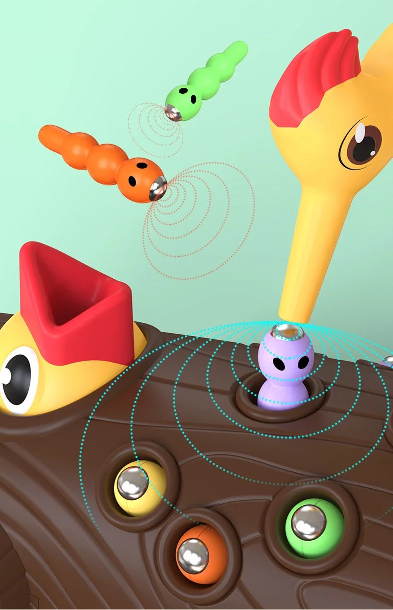 Montessori Hackspettslek – Magnetiskt mata mask-spelet