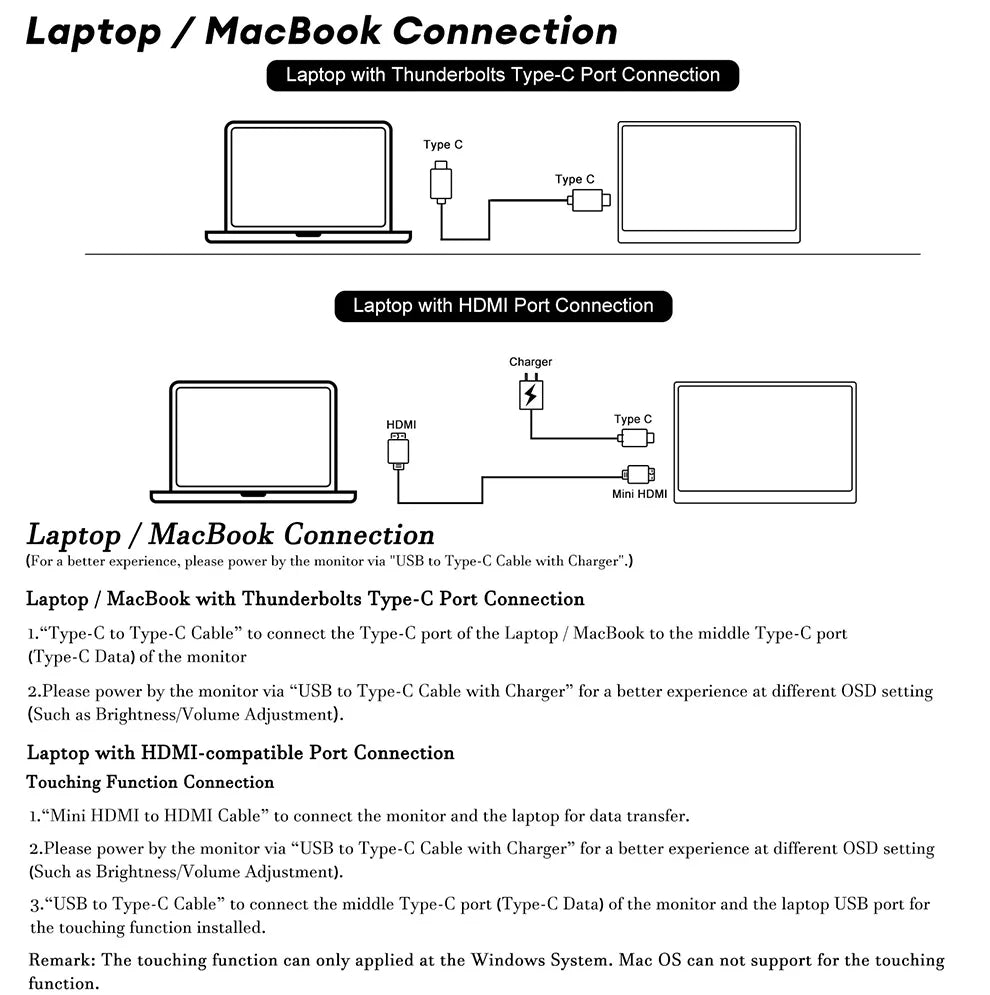Extern bärbar enkel skärm till dator, spelkonsol, mobil eller laptop