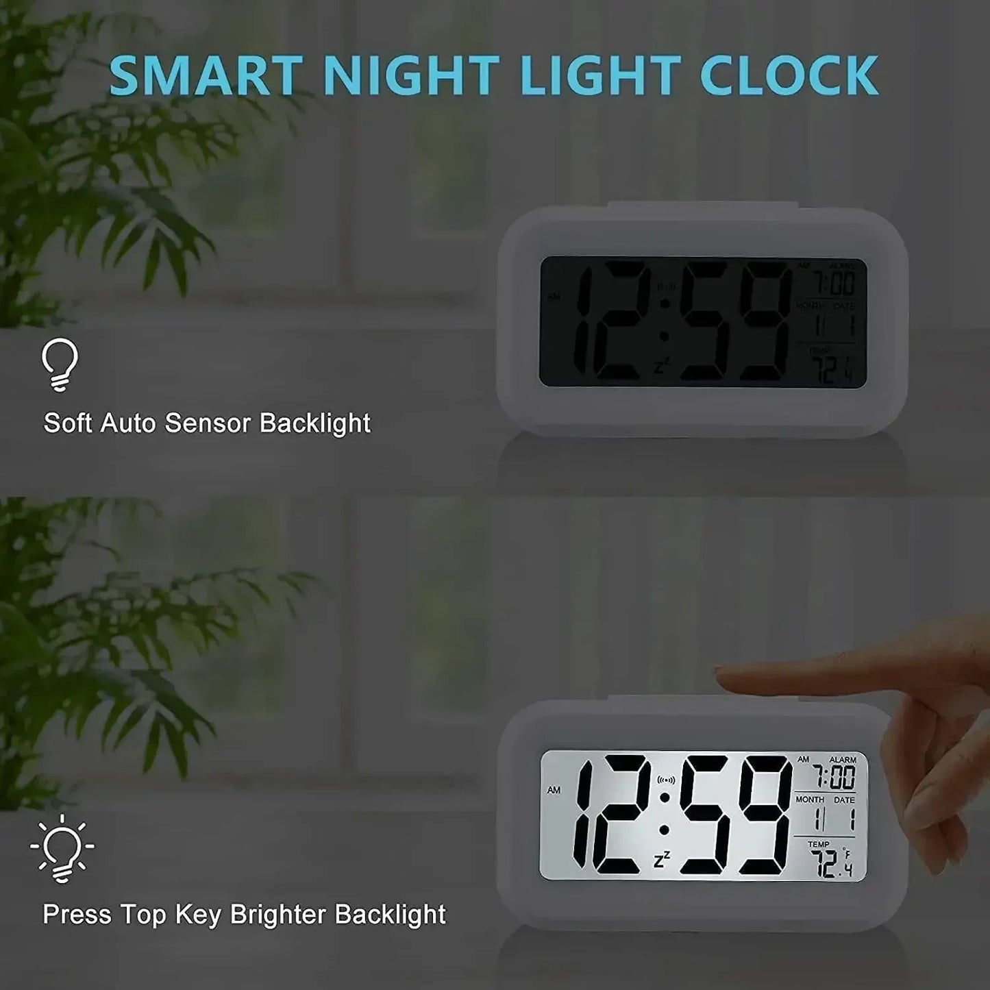Digital väckarklocka med LED – alarm, kalender & snooze