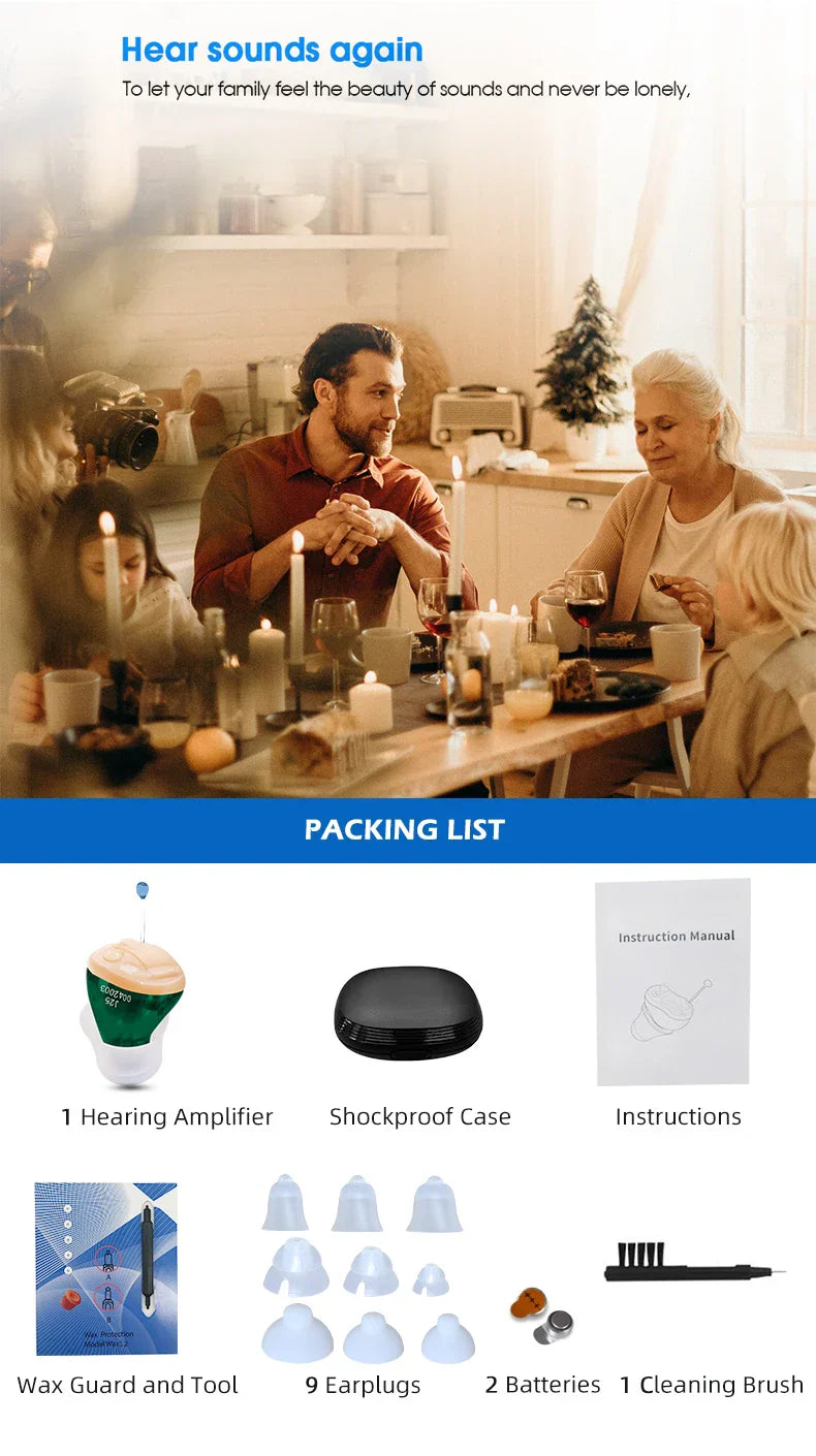 Hörapparat mini – justerbar ljudförstärkare för inneröra