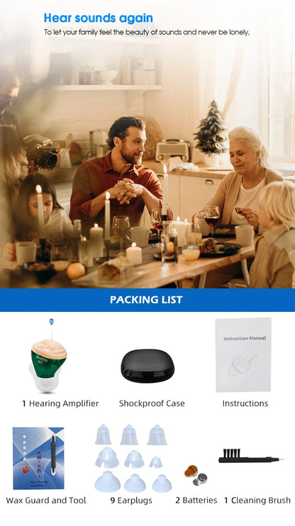 Hörapparat mini – justerbar ljudförstärkare för inneröra