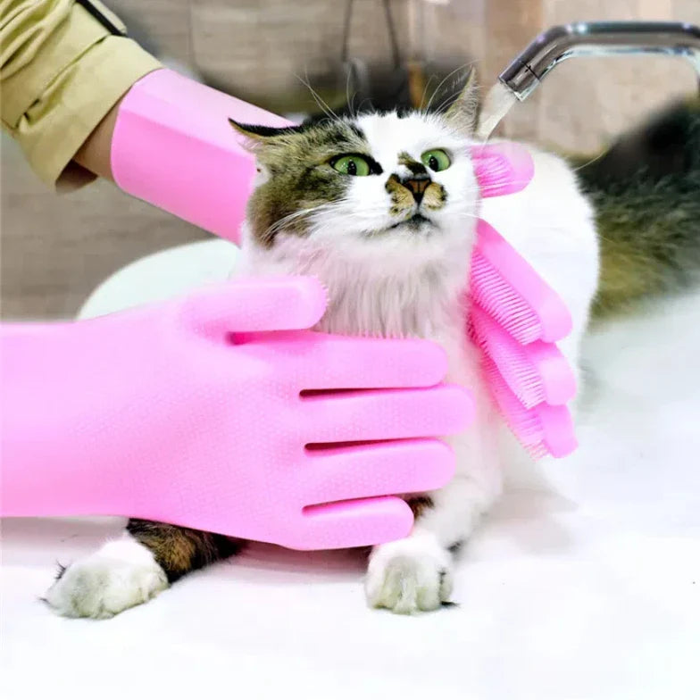 Silikon badhandske katt – massageborste & schampoborste