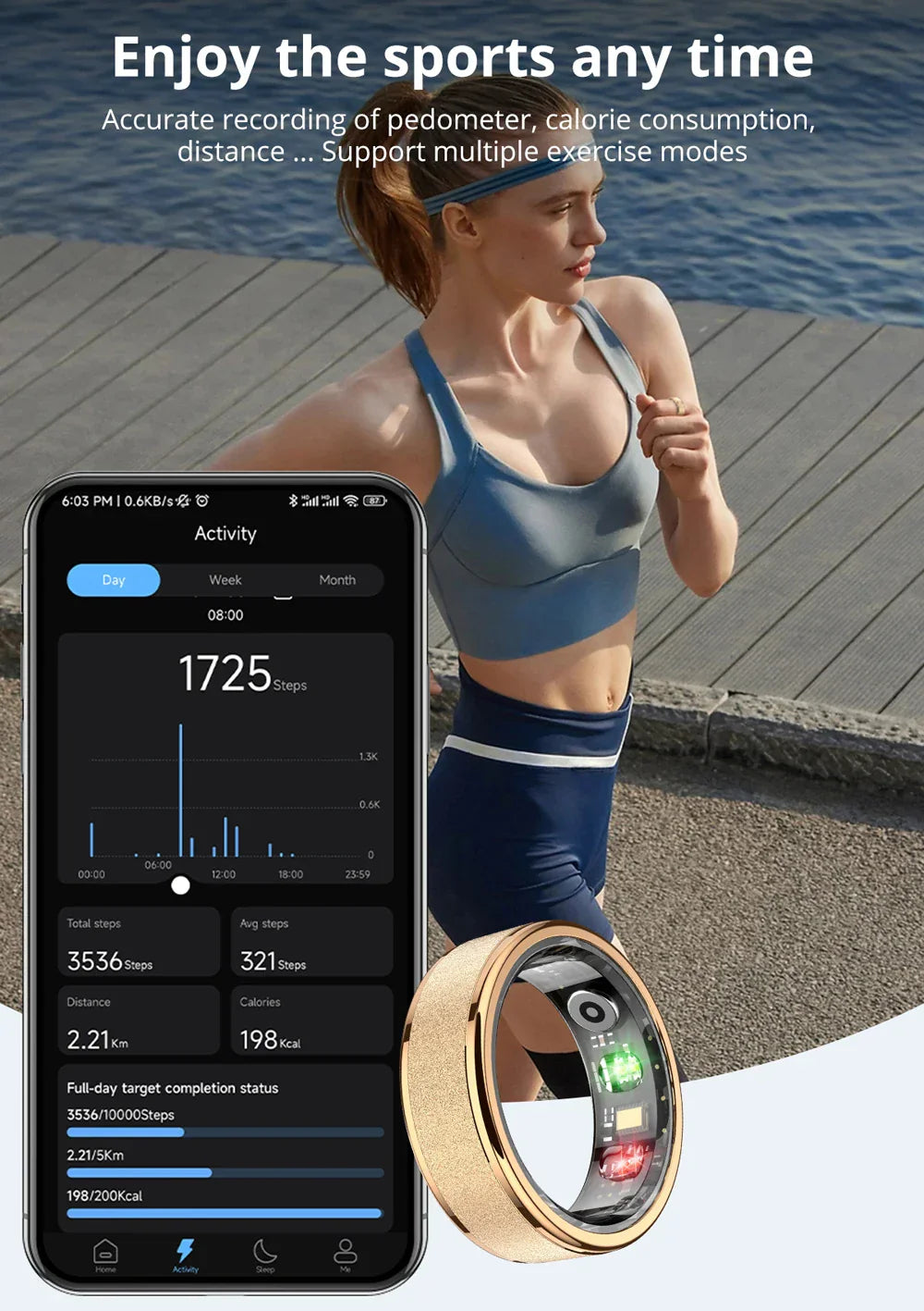 Smart ring – sömn & hälsomonitor med laddfodral