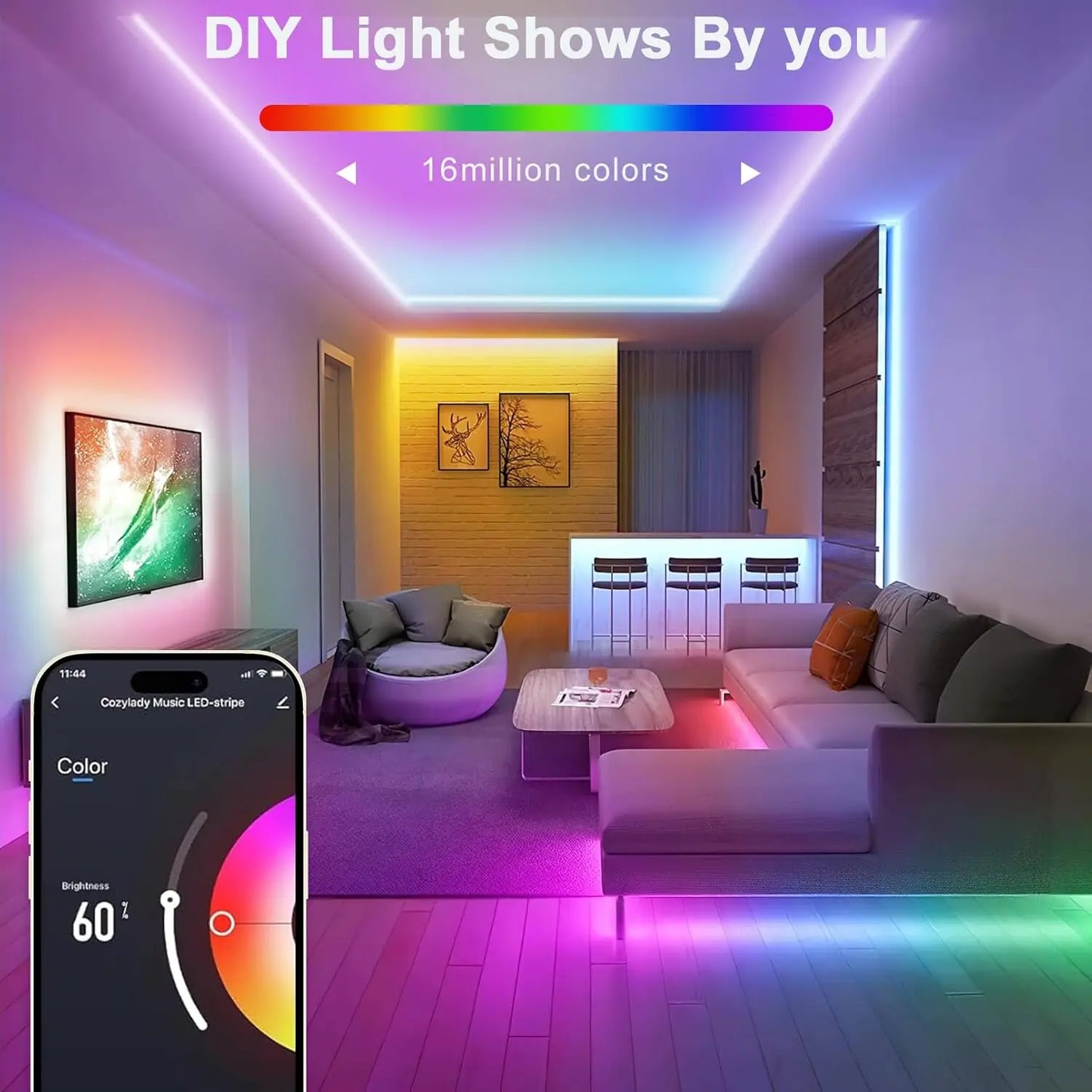NeonGlow™ – RGB LED-slinga med Musikstyrning