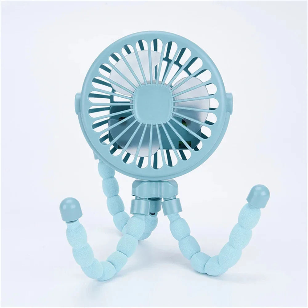 Mini Fläkt med Stativ – USB & Batteridriven för Barnvagn & Bilbarnstol