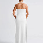 Sommarklänning – axelbandslös festklänning med slits