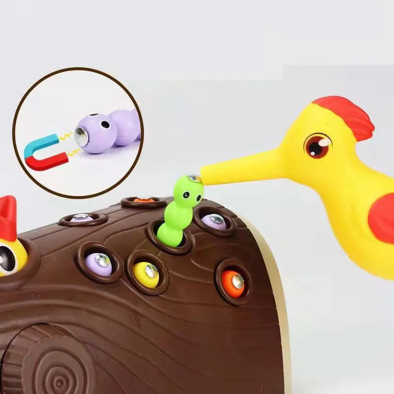 Montessori Hackspettslek – Magnetiskt mata mask-spelet