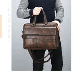 Herrportfölj i läder – business handväska för laptop & dokument