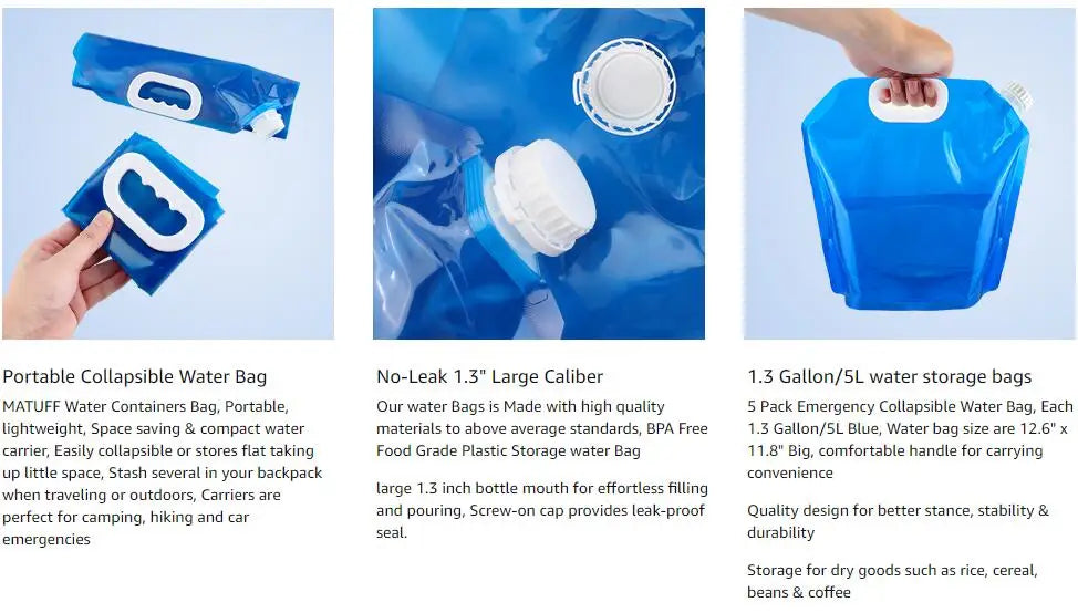 Hopfällbar vattenpåse – campingdunk för vattenförvaring 5–10 liter