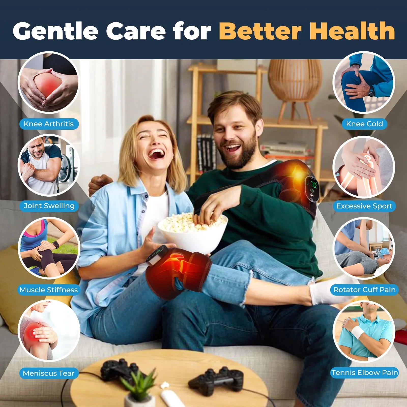 Heat Support™ – Lämpökääre polvelle, olkapäälle ja kyynärpäälle – 3-in-1