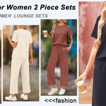 2-delat set dam – kortärmad topp & vida byxor