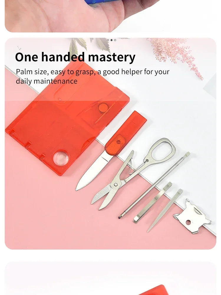 Multiverktygskort – schweizisk armékniv i kortformat för camping & överlevnad