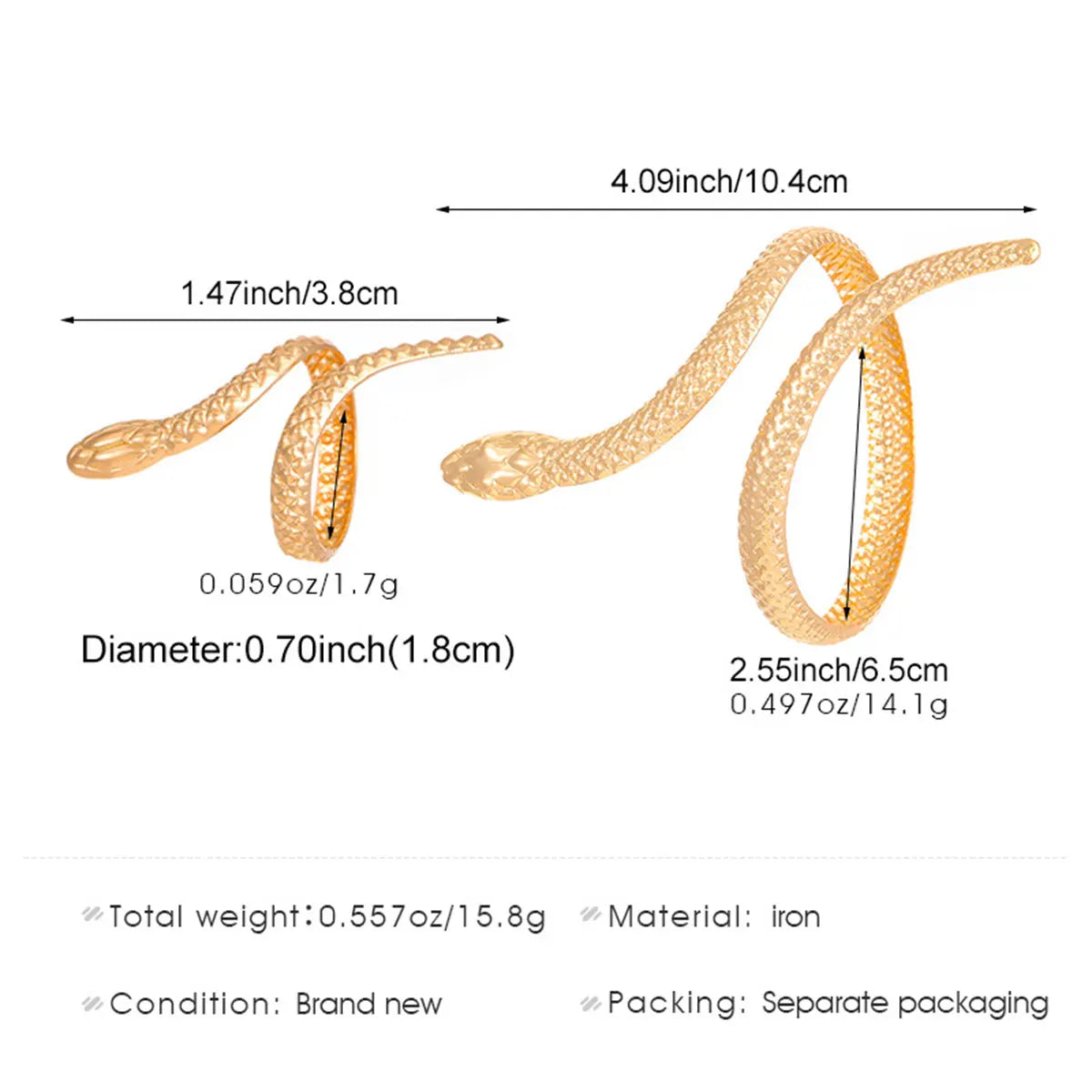 Smyckeset Selma (ormring & cuff-armband i silverfärg – punkstil)