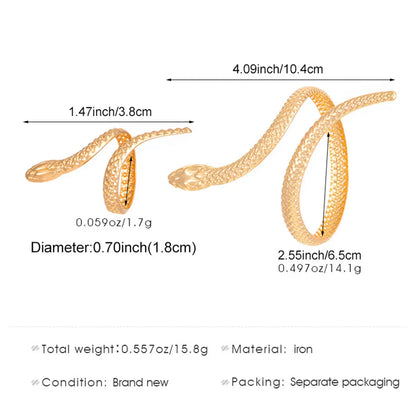 Smyckeset Selma (ormring & cuff-armband i silverfärg – punkstil)