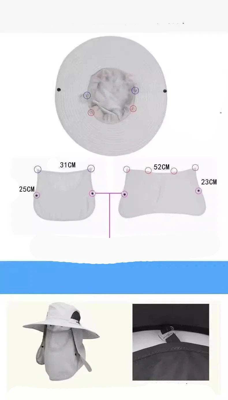 Hengittävästä kankaasta valmistettu aurinkohattu – kokoontaitettava ulkohattu vaellukseen ja kalastukseen