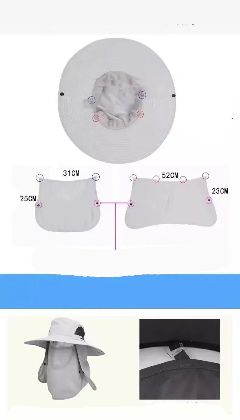 Solhatt med andningsbart tyg – hopfällbar friluftshatt för vandring & fiske