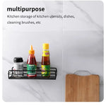 Svart hörnhylla dusch & kök – utan borrning