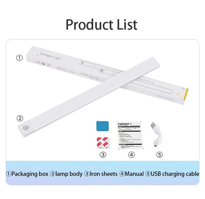 LED skåpbelysning – rörelsesensor nattlampa USB laddbar
