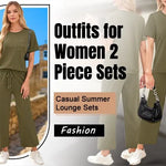 2-delat set dam – kortärmad topp & vida byxor