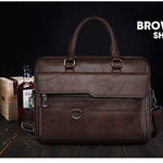 Läderportfölj herr – axelremsväska för laptop & kontor