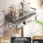 Badrumshylla med sugpropp – aluminium utan borrning