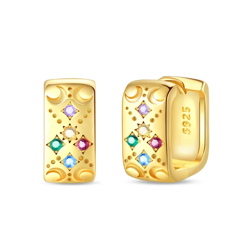 Eleganta örhängen – hoops med stjärnor, månar & pärlor