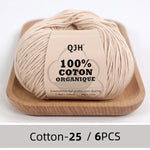 Bomullsgarn 100% – 6-pack mjukt garn för virkning & stickning