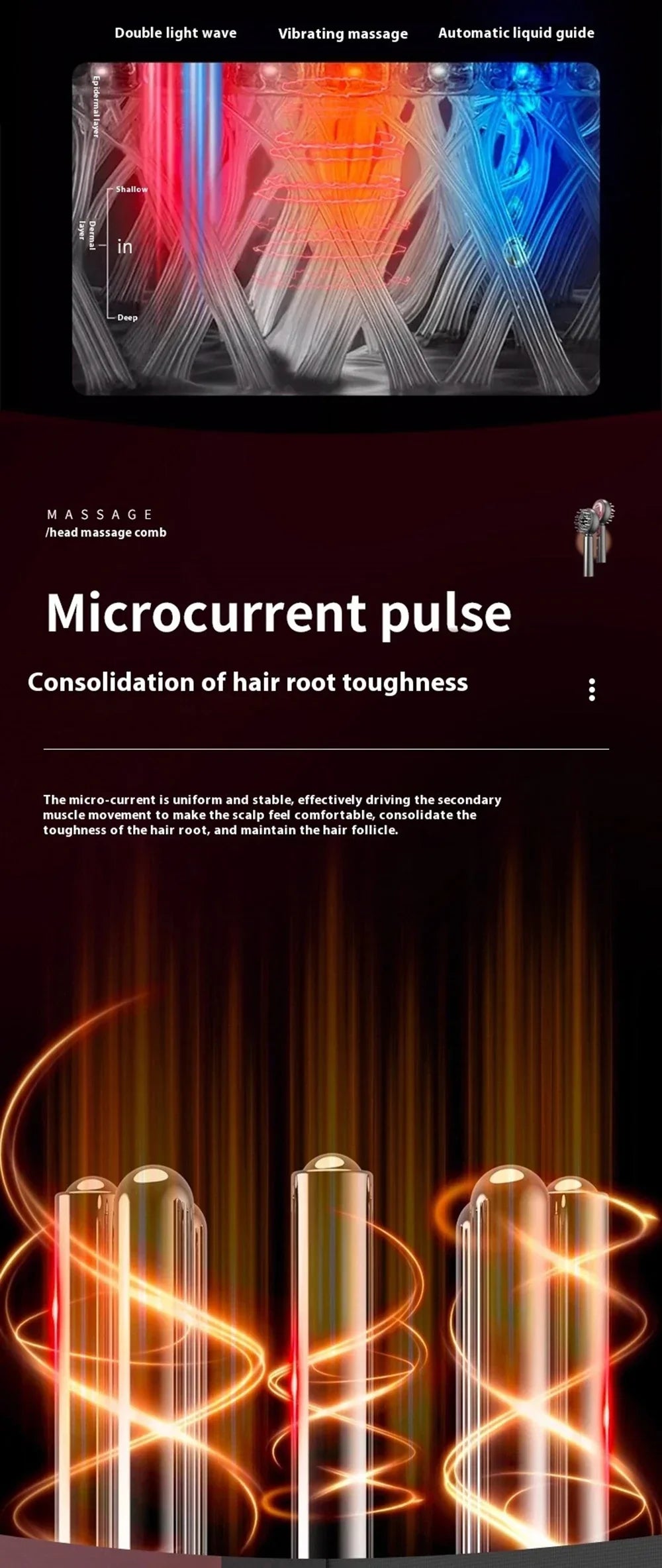 GrowComb™ – Elektrisk Hårbottenmassage med Rött Ljus