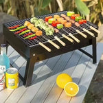 Bärbar kolgrill i rostfritt stål – mini BBQ för camping & picknick