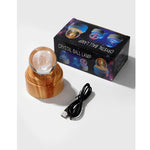 Krystallkule og nattbordslampe med solsystemtema 