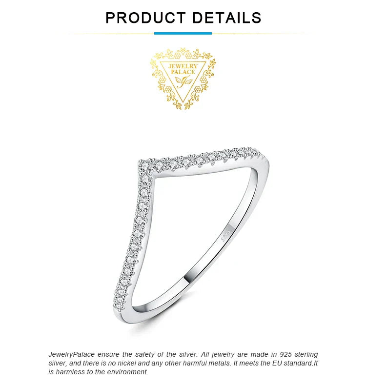 V-formad ring med sten – stapelbar design