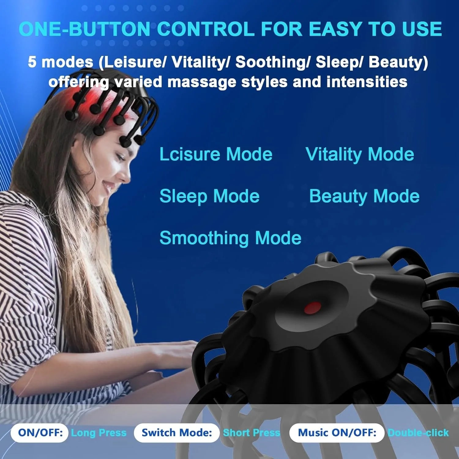 RelaxHead™ – Langaton päänhieroja Bluetoothilla 