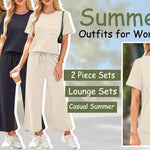 2-delat set dam – kortärmad topp & vida byxor