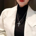 Korshalsband herr – stålkedja med bibelkors