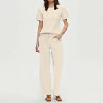 2-delat set dam – kortärmad topp & vida byxor