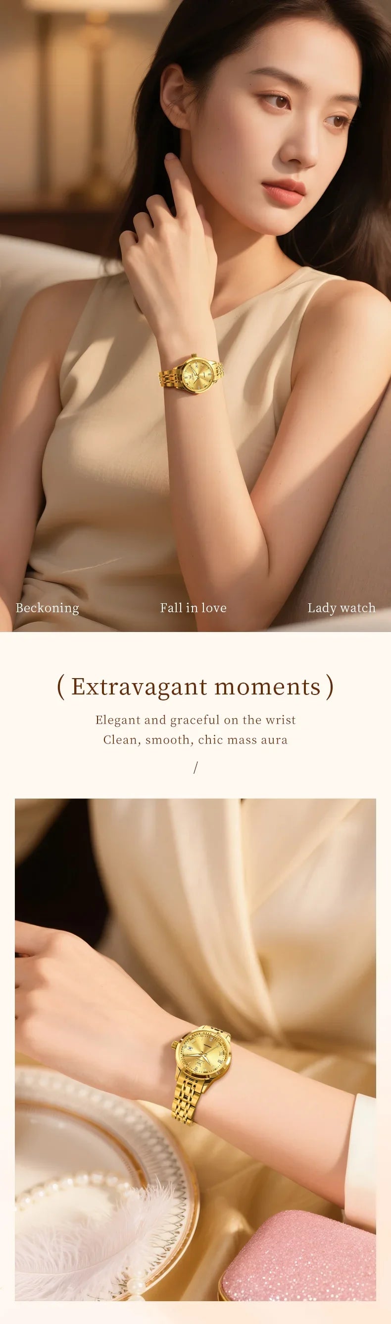 Klocka Helena (automatisk damklocka i rostfritt stål – lyxig design)