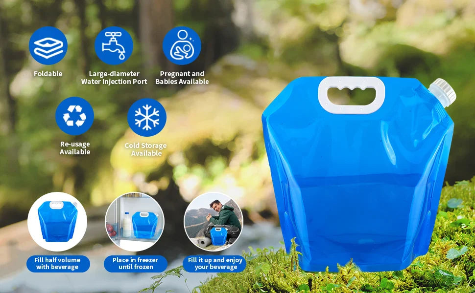 Hopfällbar vattenpåse – campingdunk för vattenförvaring 5–10 liter