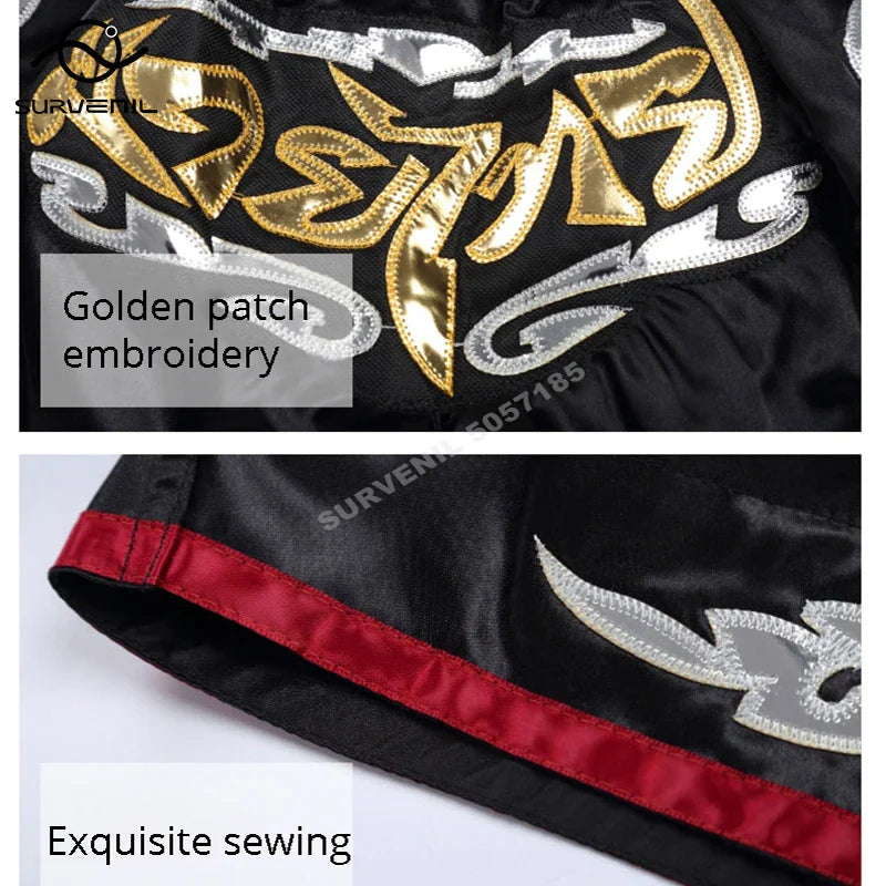 Muay Thai shorts – broderade kickboxningsshorts för vuxna & barn
