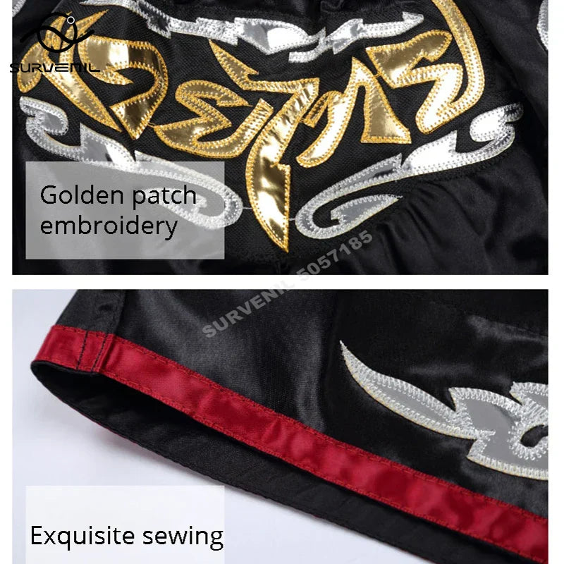 Muay Thai shorts – broderade kickboxningsshorts för vuxna & barn