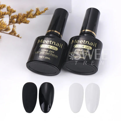 Nagellack gel set – 2x8ml svart & vitt UV/LED soak-off lack