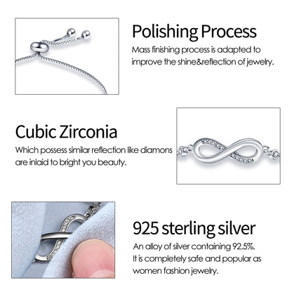 Armband Selina (lyckoarmband i silverfärg med zirkonsten)
