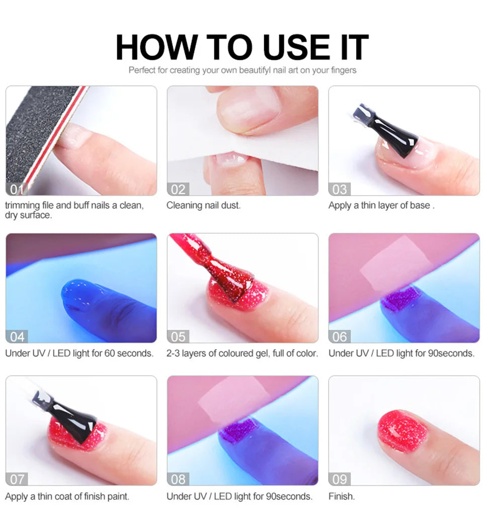 Nagelkit med UV-lampa – Gel Polish set med borr & verktyg för manikyr