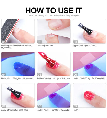 Nagelkit med UV-lampa – Gel Polish set med borr & verktyg för manikyr