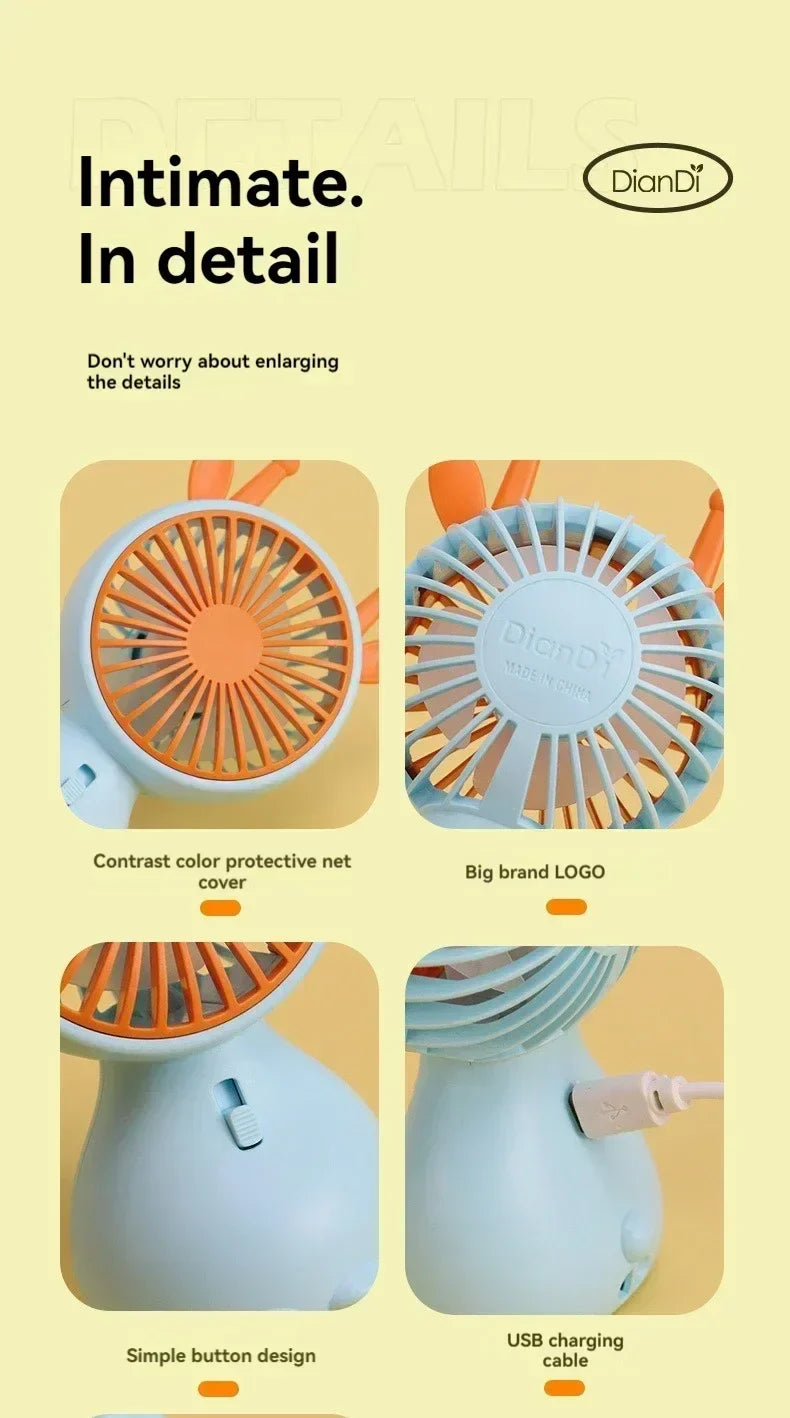 Mini USB-Fläkt med Lampa – Portabel & Laddningsbar