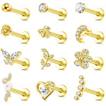 Örhängeset Nora (12-pack örhängen för piercing & brosk – stål & zirkoner)