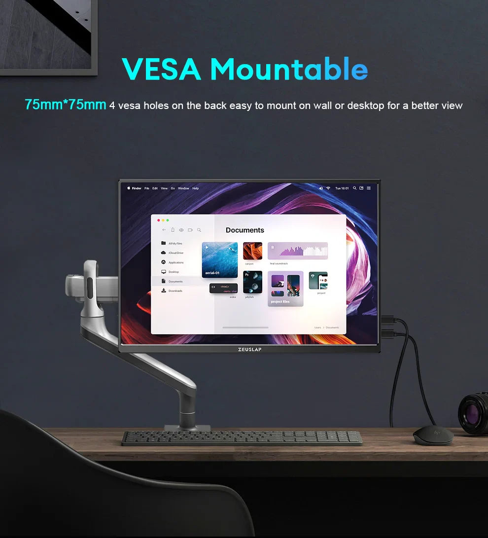 Extern bärbar enkel skärm till dator, spelkonsol, mobil eller laptop