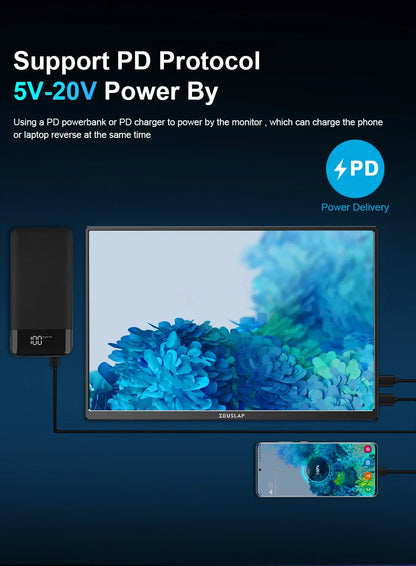 Extern bärbar enkel skärm till dator, spelkonsol, mobil eller laptop