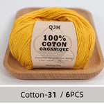 Bomullsgarn 100% – 6-pack mjukt garn för virkning & stickning