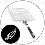 Hopfällbart grillgaller – korg med handtag för fisk, grönsaker & räkor